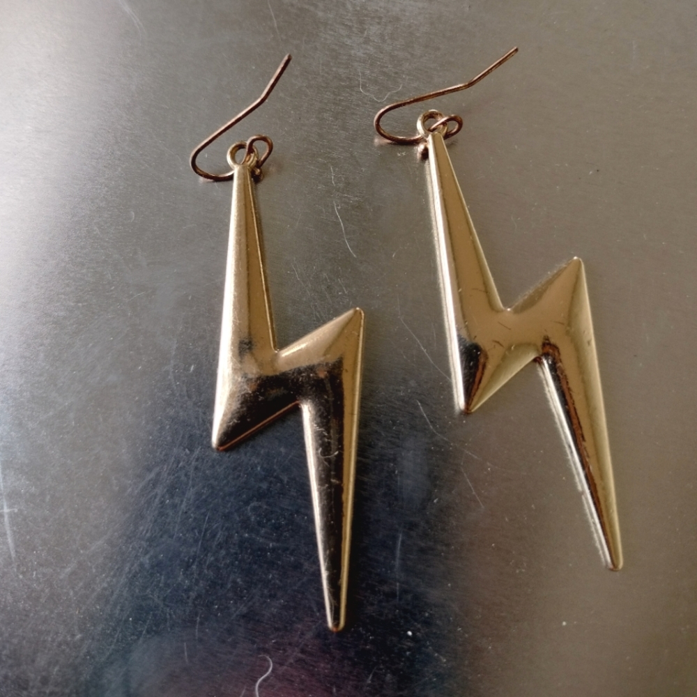 Faux Gold Lightning Bolt Earrings